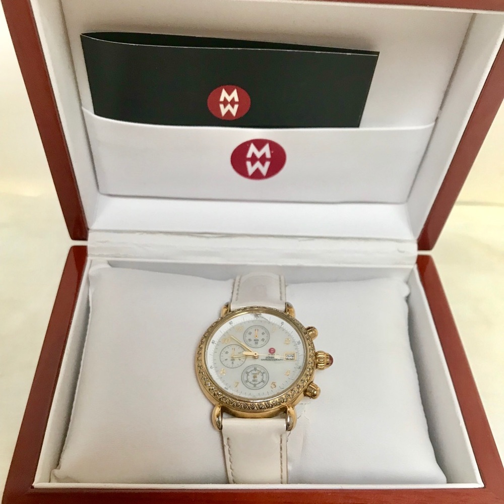 Michele Gold Plated CSX Diamond Chronograph